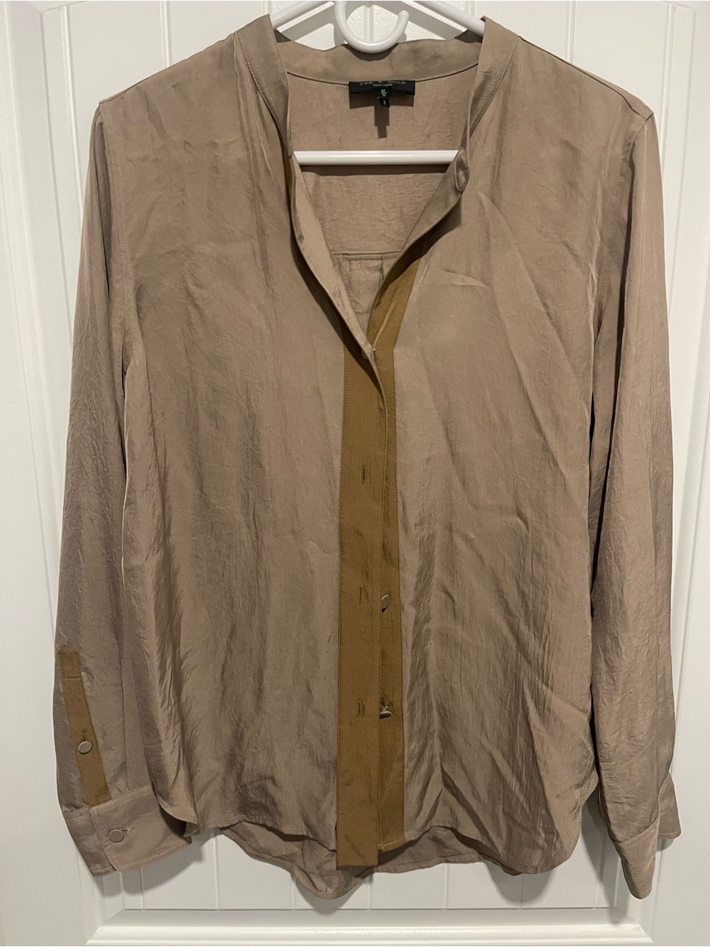Rag & Bone New York Silk Blend Taupe Long Sleeve Blouse Top